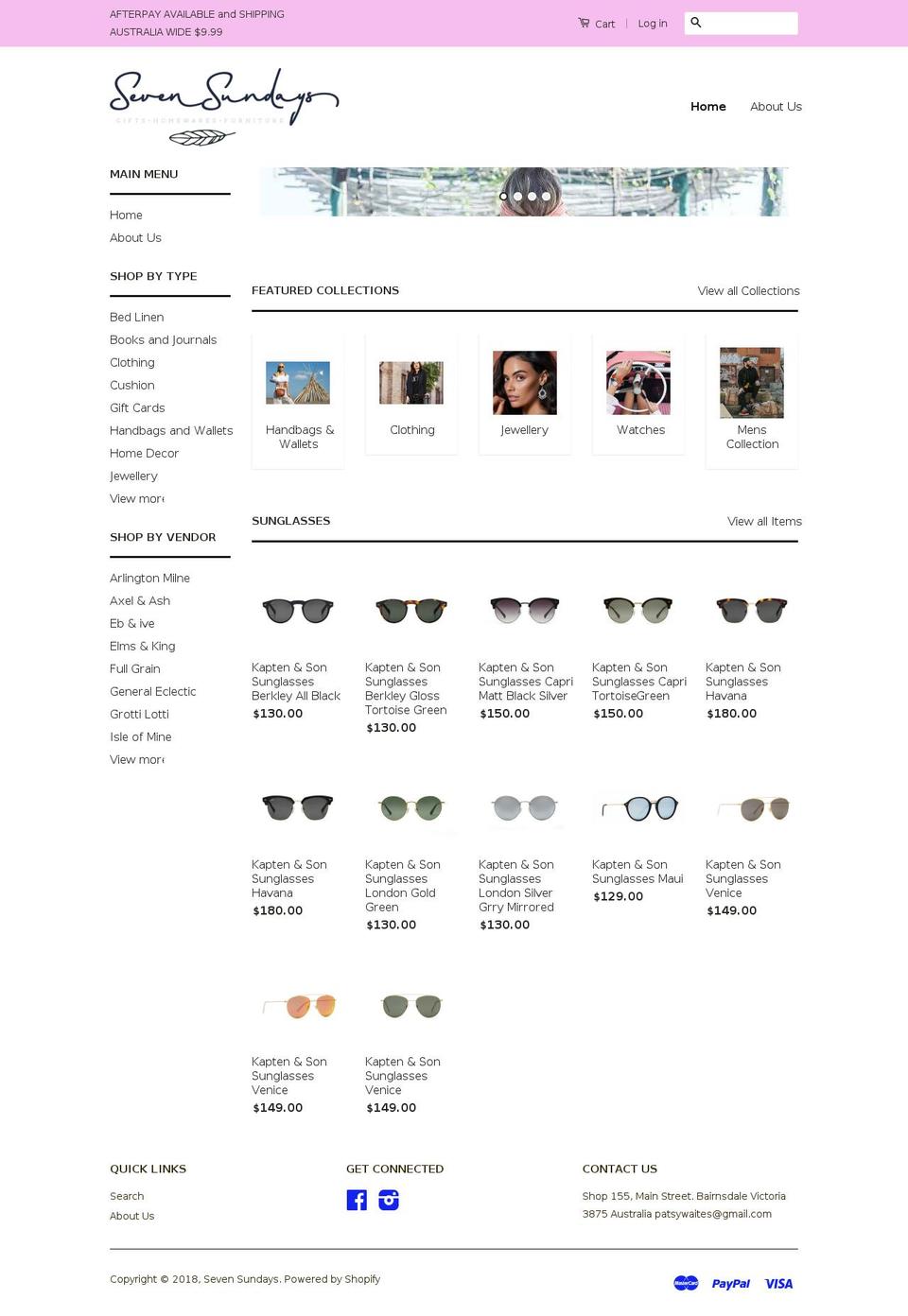 sevensundaysbairnsdale.com shopify website screenshot