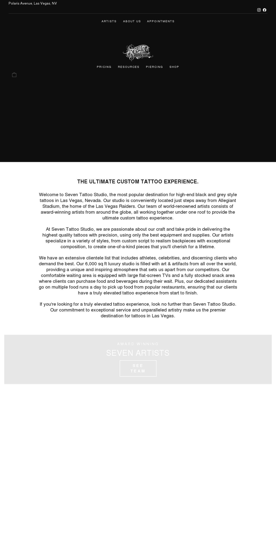 seventattoolv.com shopify website screenshot