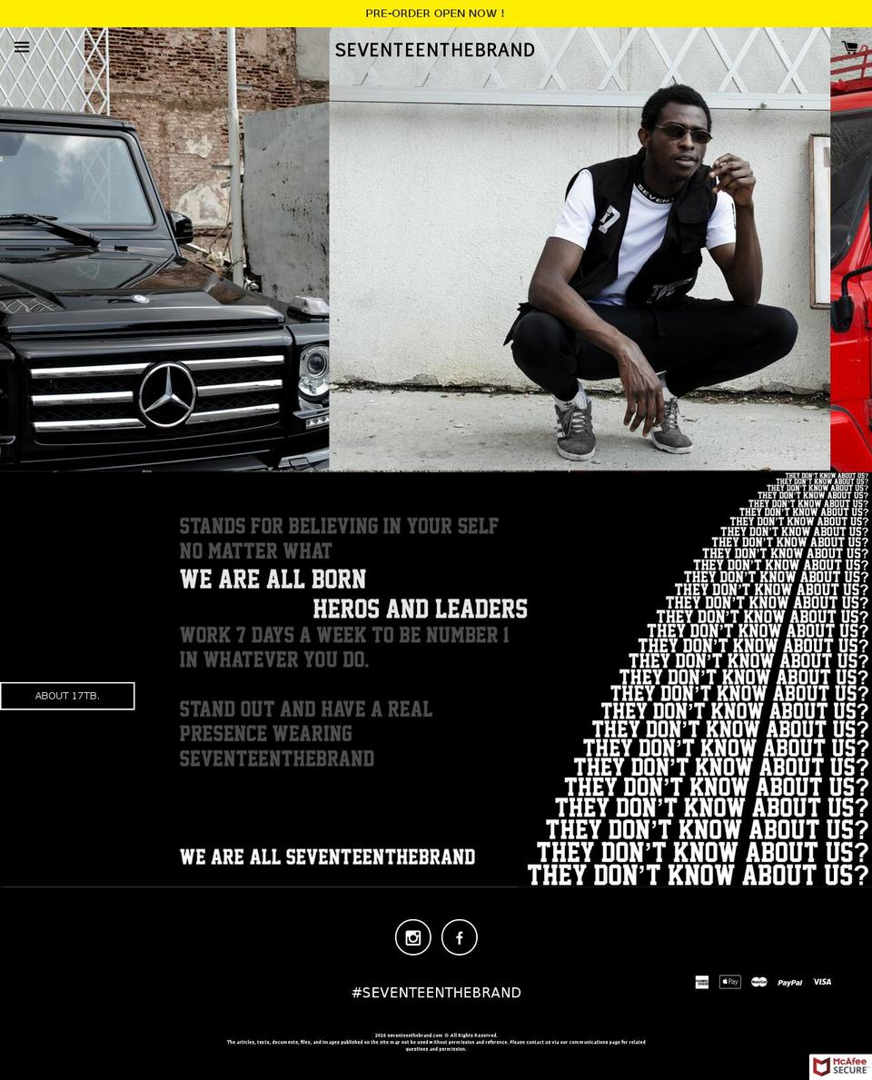 seventeenthebrand.com — Shopify storefront screenshot