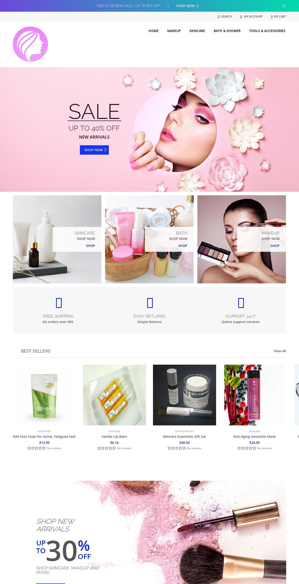 Beauty and skincare premier theme Shopify theme site example seventhheaven.store