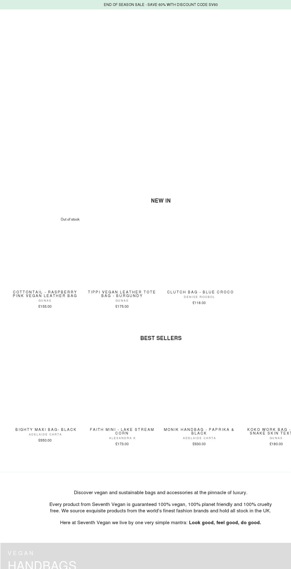 seventhvegan.com shopify website screenshot