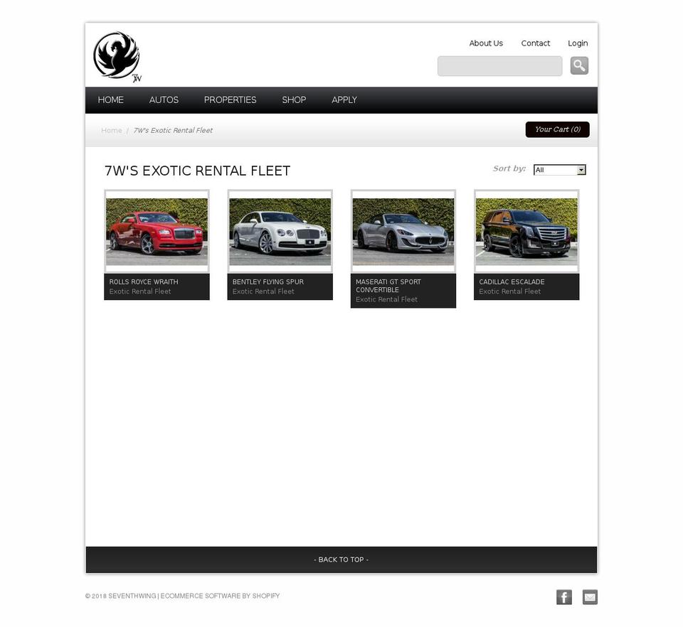 seventhwingrentals.com — Shopify storefront screenshot
