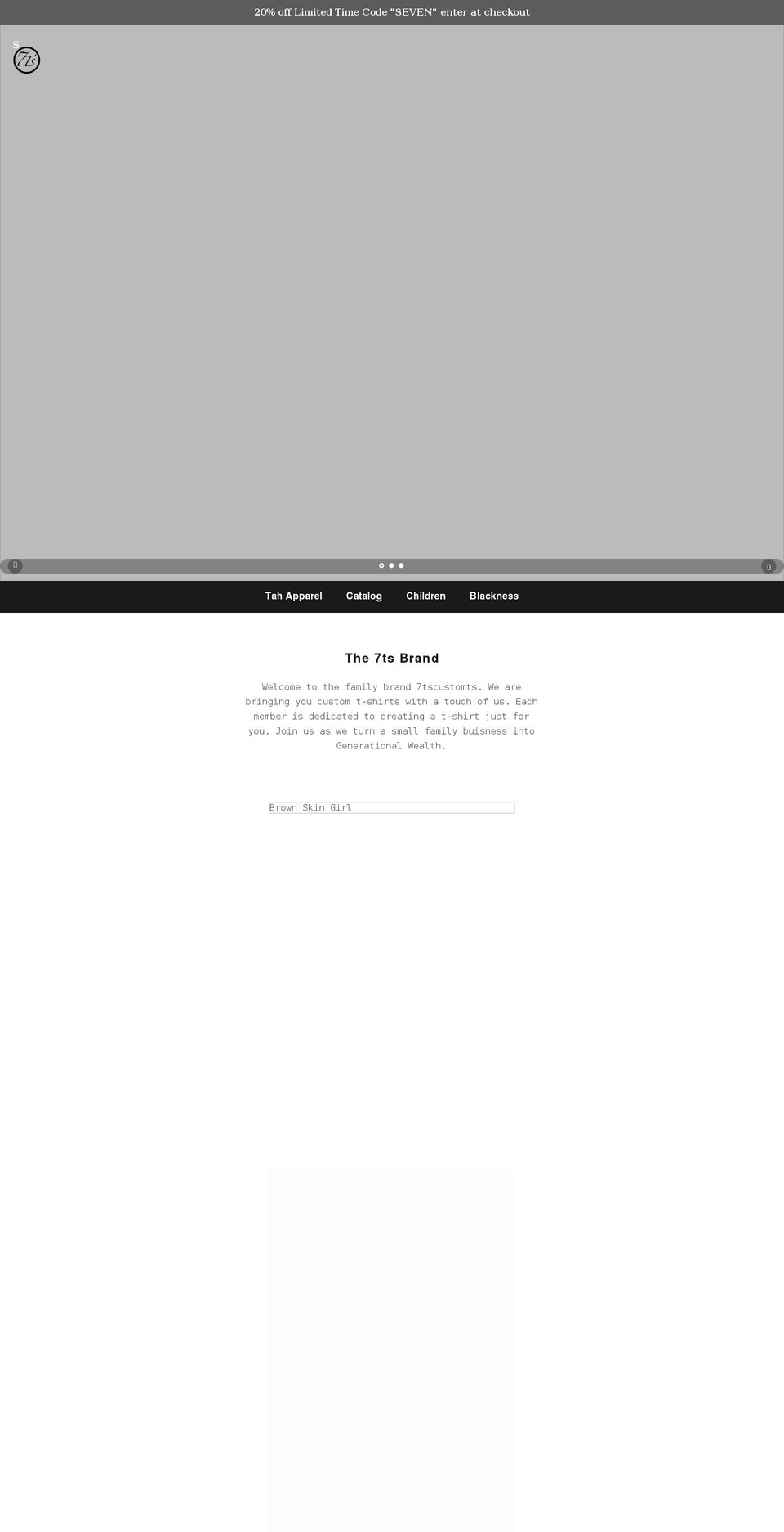 seventscustomts.com shopify website screenshot