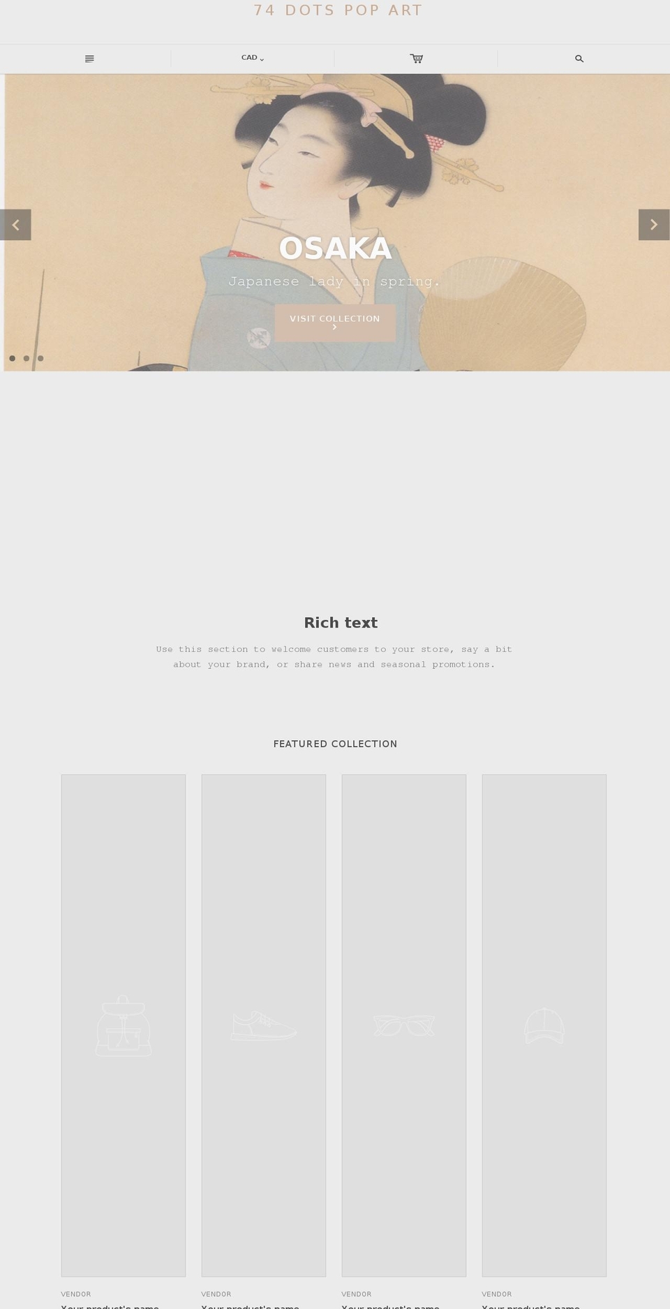 seventyfourdots.com — Shopify storefront screenshot