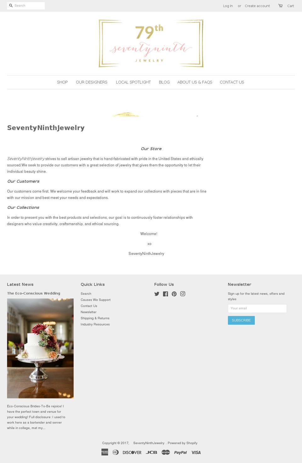 seventyninthjewelry.com shopify website screenshot