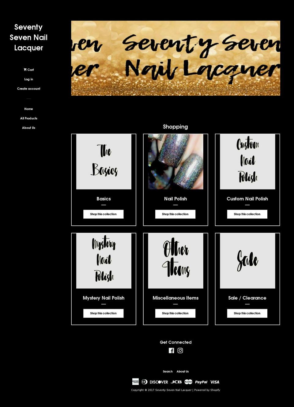 seventysevennaillacquer.com shopify website screenshot