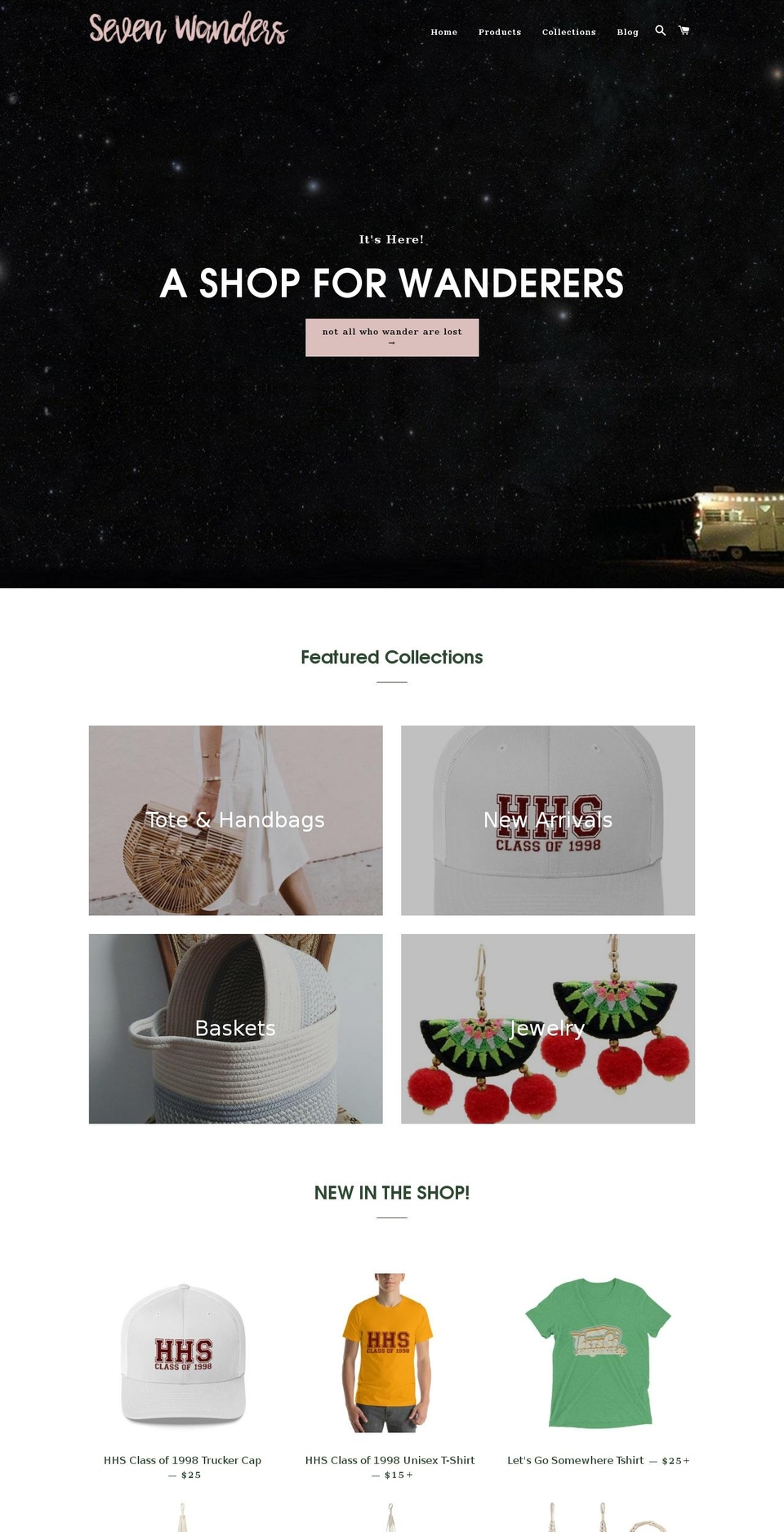 sevenwanders.com — Shopify storefront screenshot