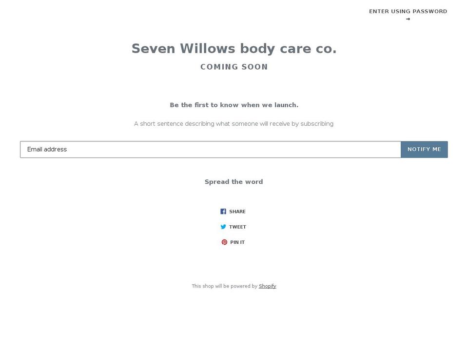 sevenwillowsbodycareco.com — Shopify storefront screenshot