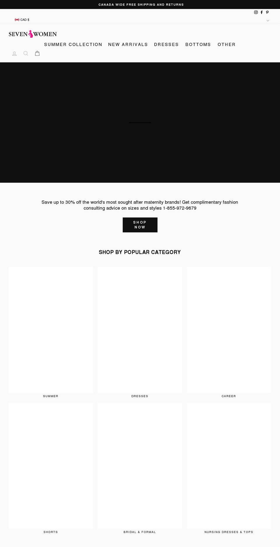 sevenwomen.ca shopify website screenshot