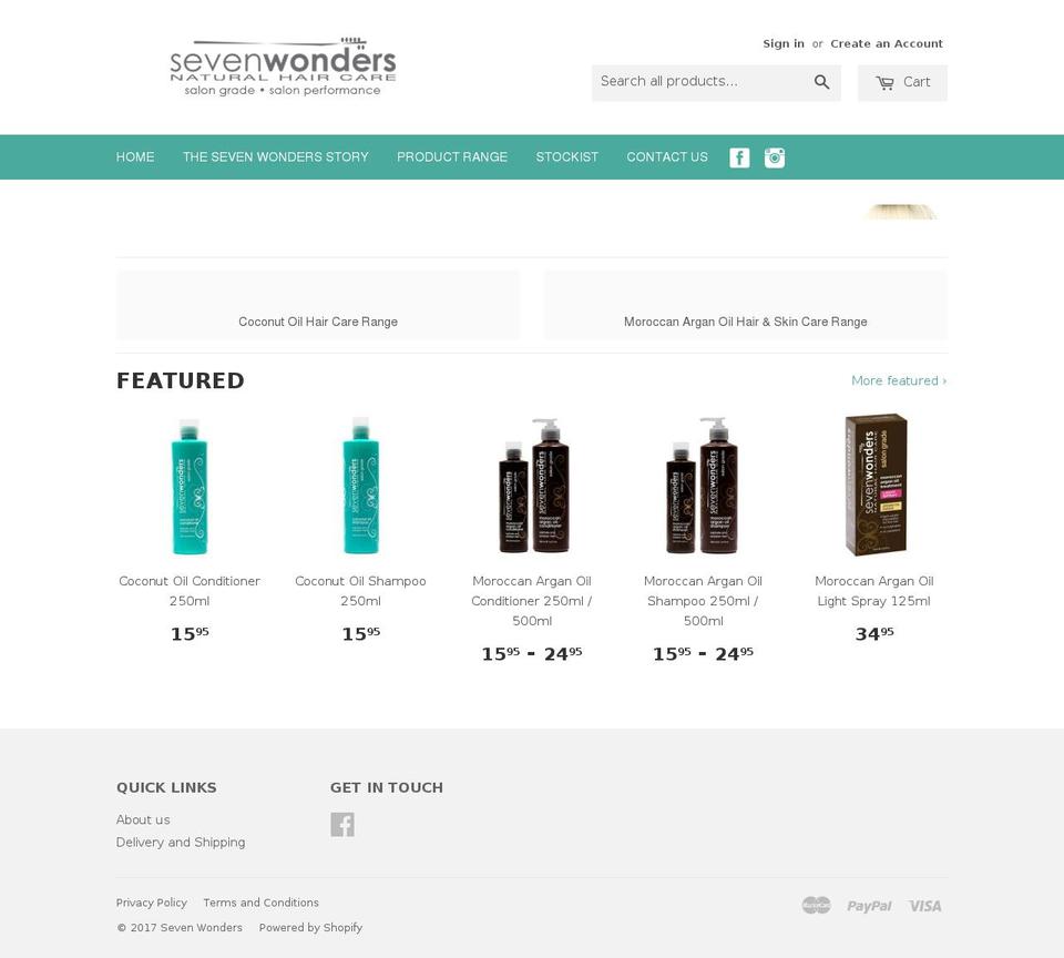 sevenwonders.com.au shopify website screenshot