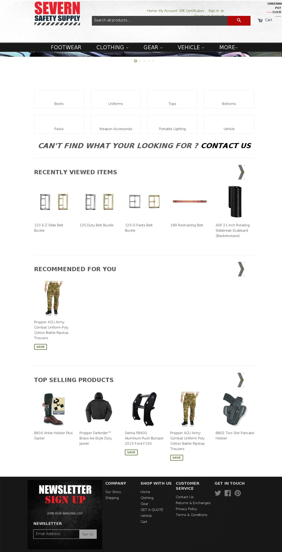 severnsafetysupply.com shopify website screenshot