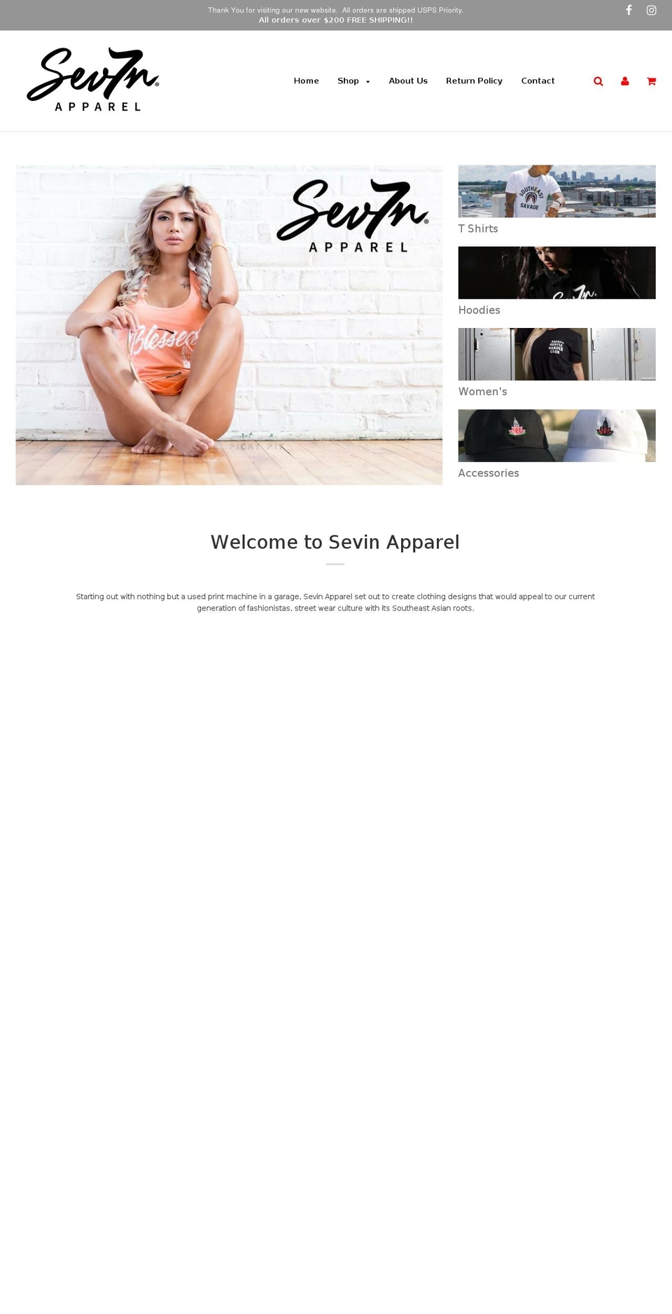 sevinapparel.com shopify website screenshot