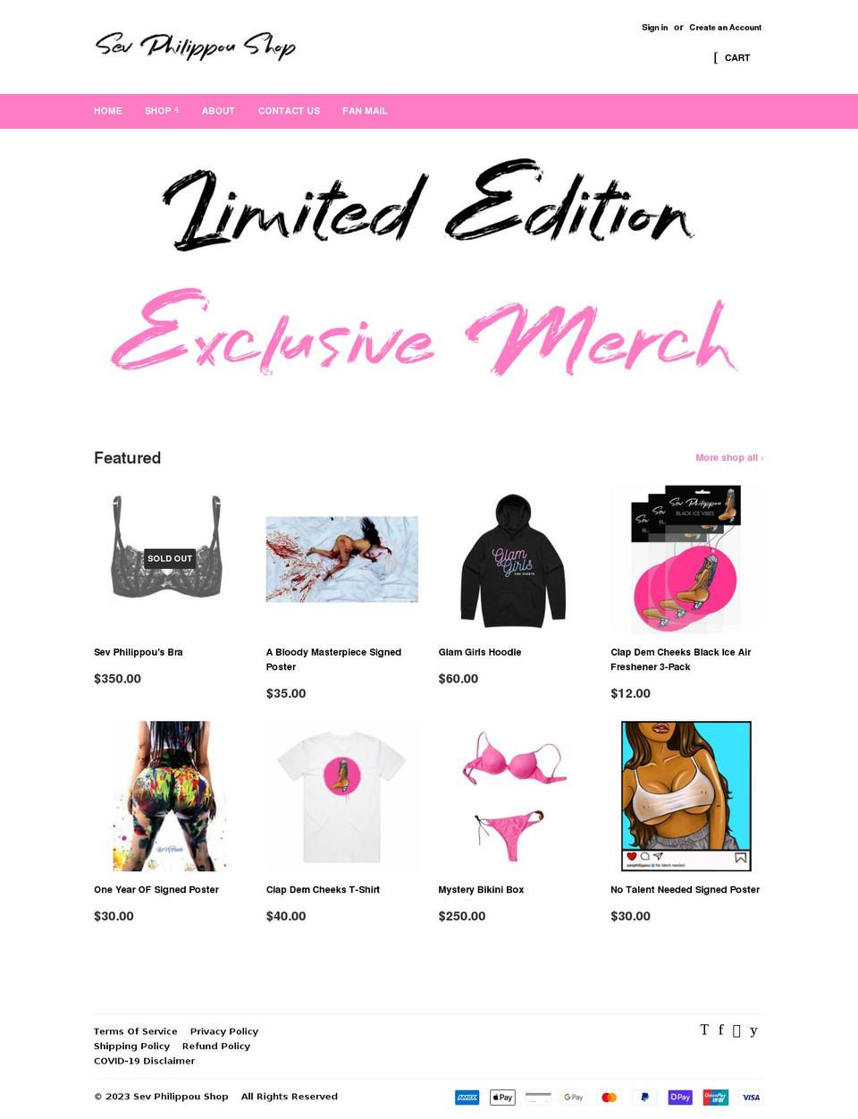 sevphilippou.com shopify website screenshot