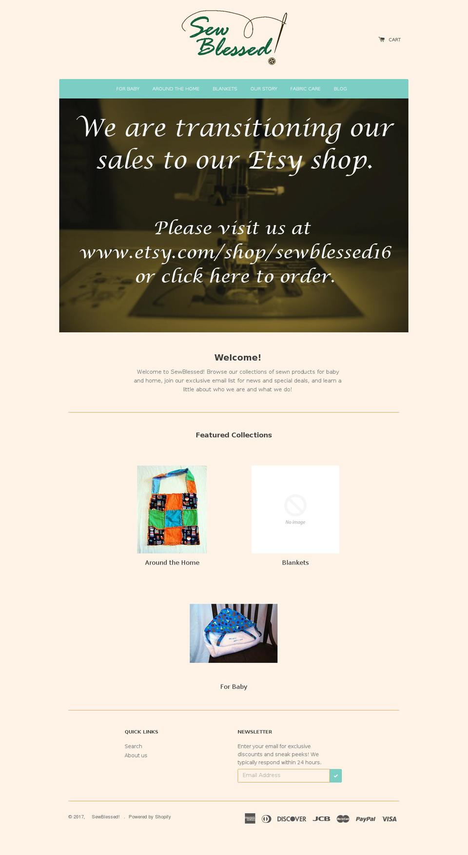 sew-blessed.com shopify website screenshot