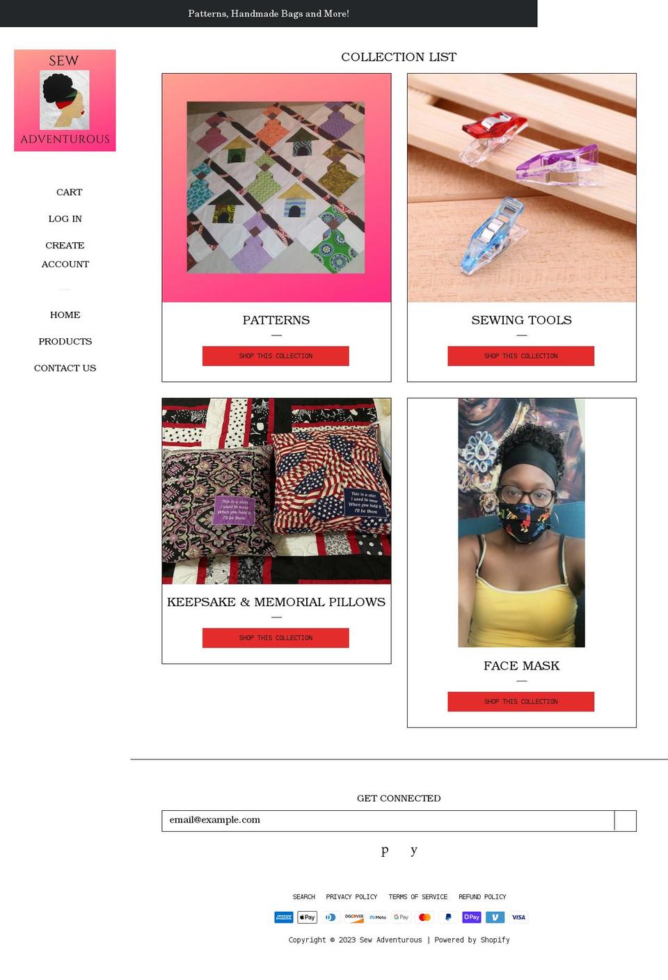 sewadventurous.com shopify website screenshot