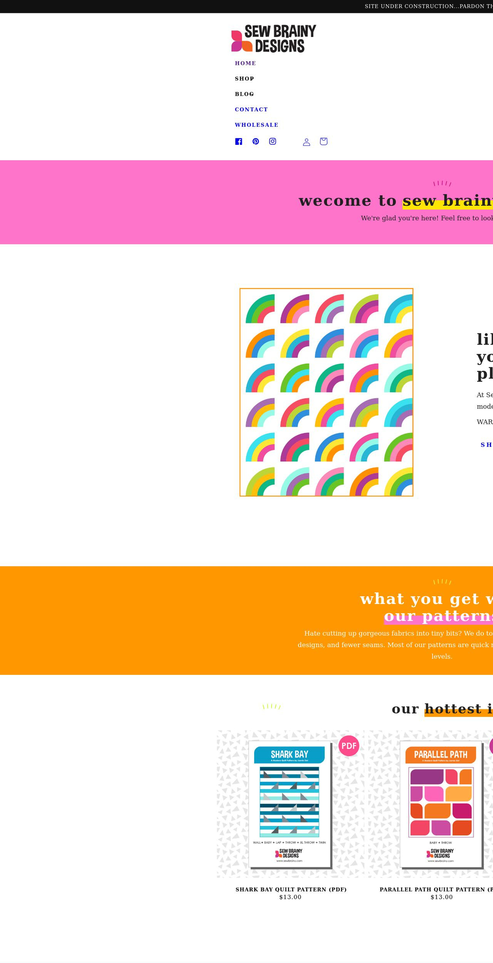 sewbrainy.com shopify website screenshot