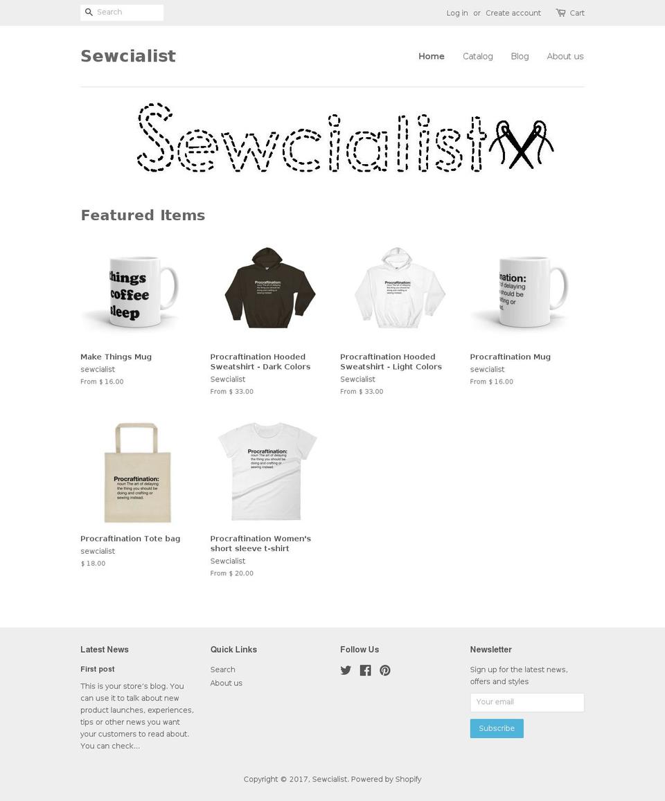 sewcialist.com shopify website screenshot