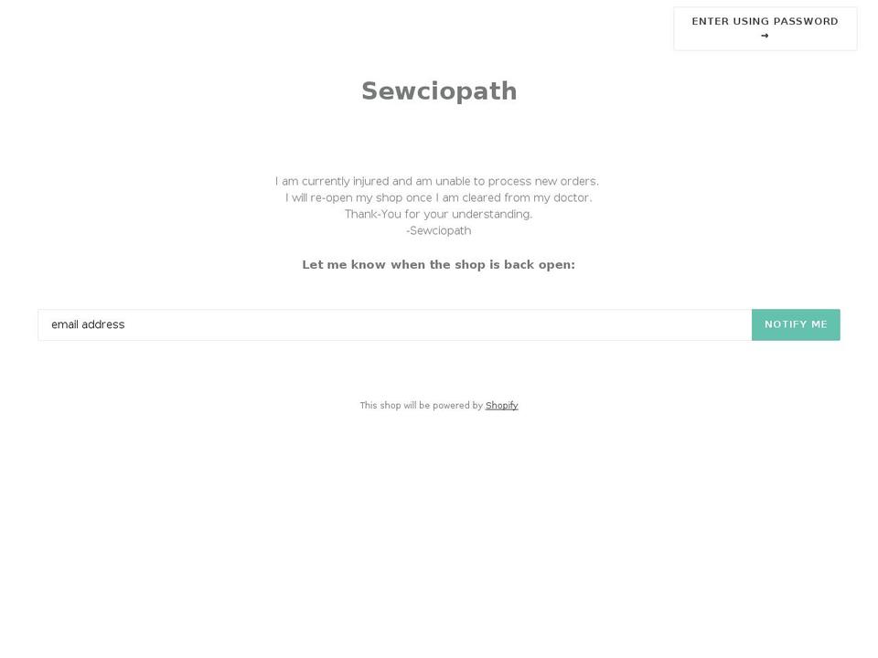 sewciopath.ca shopify website screenshot