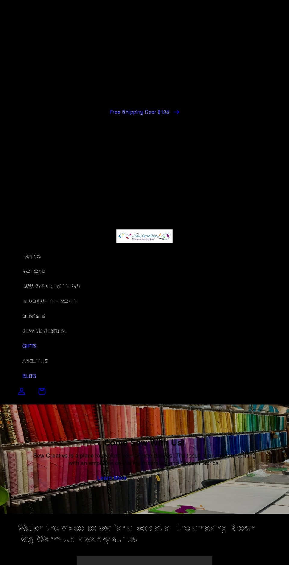 sewcreativeashland.com shopify website screenshot