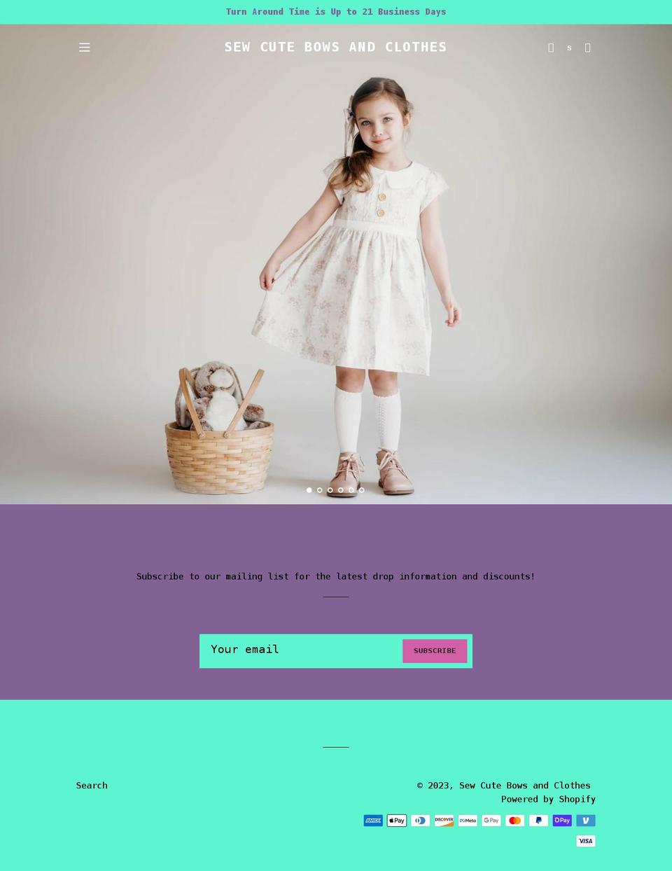 sewcutebowsandclothes.com shopify website screenshot