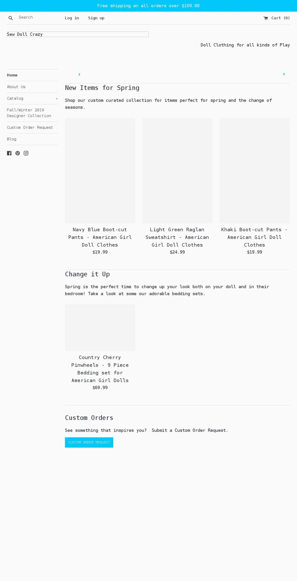 sewdollcrazy.com shopify website screenshot