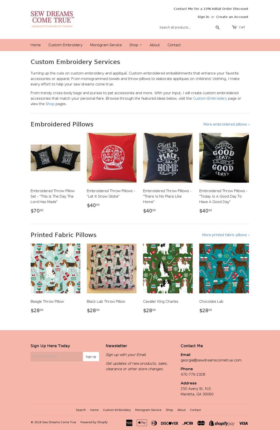 sewdreamscometrue.com shopify website screenshot