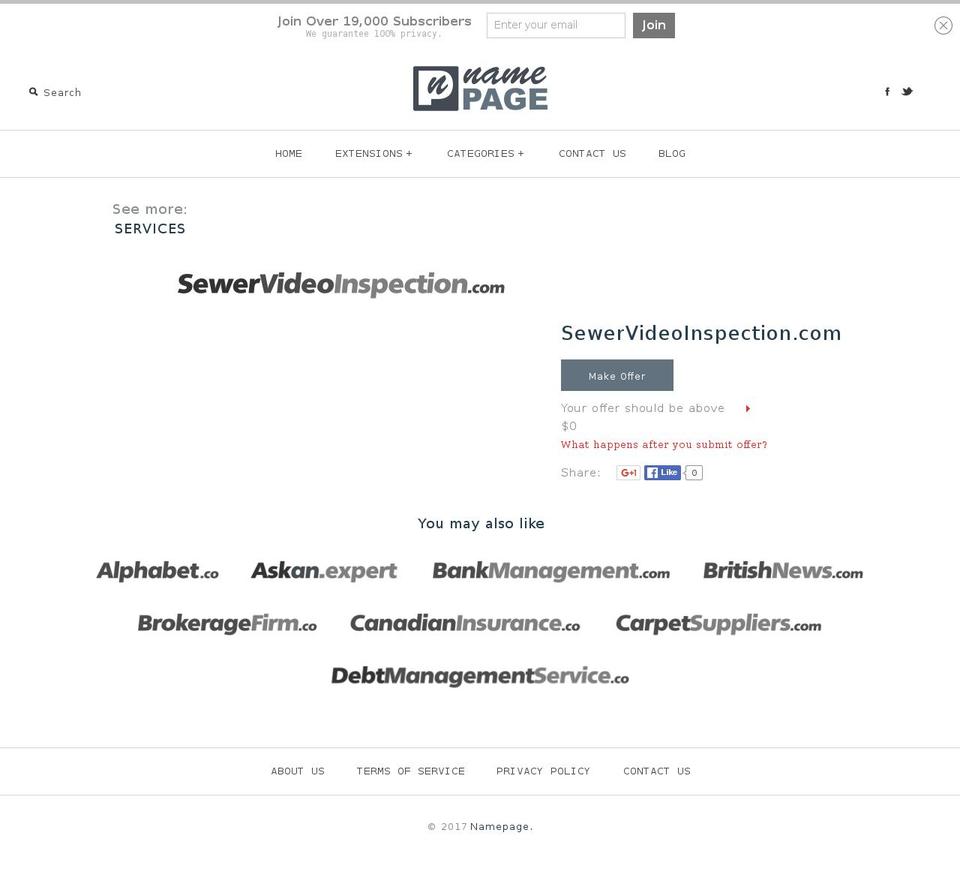 sewervideoinspection.com shopify website screenshot