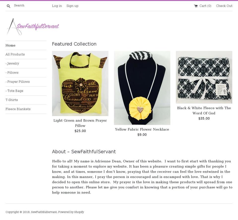 sewfaithfulservant.com — Shopify storefront screenshot