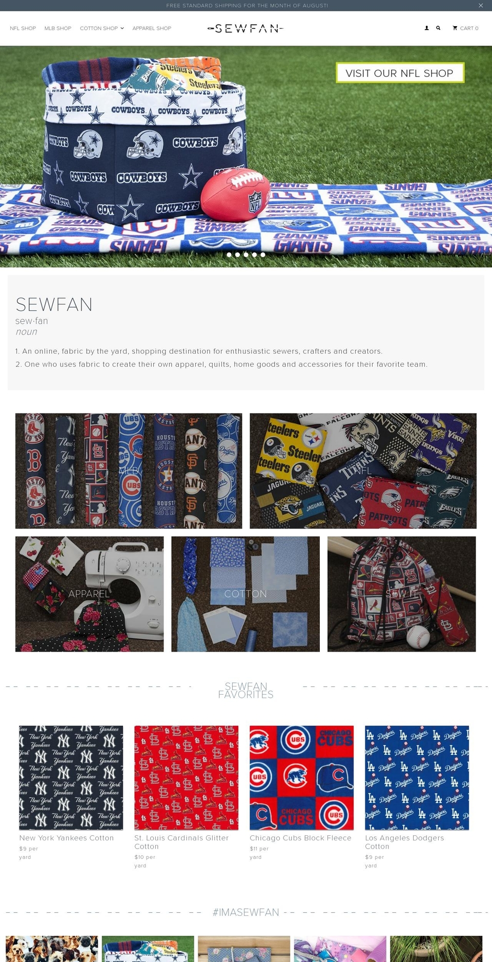 sewfan.com — Shopify storefront screenshot