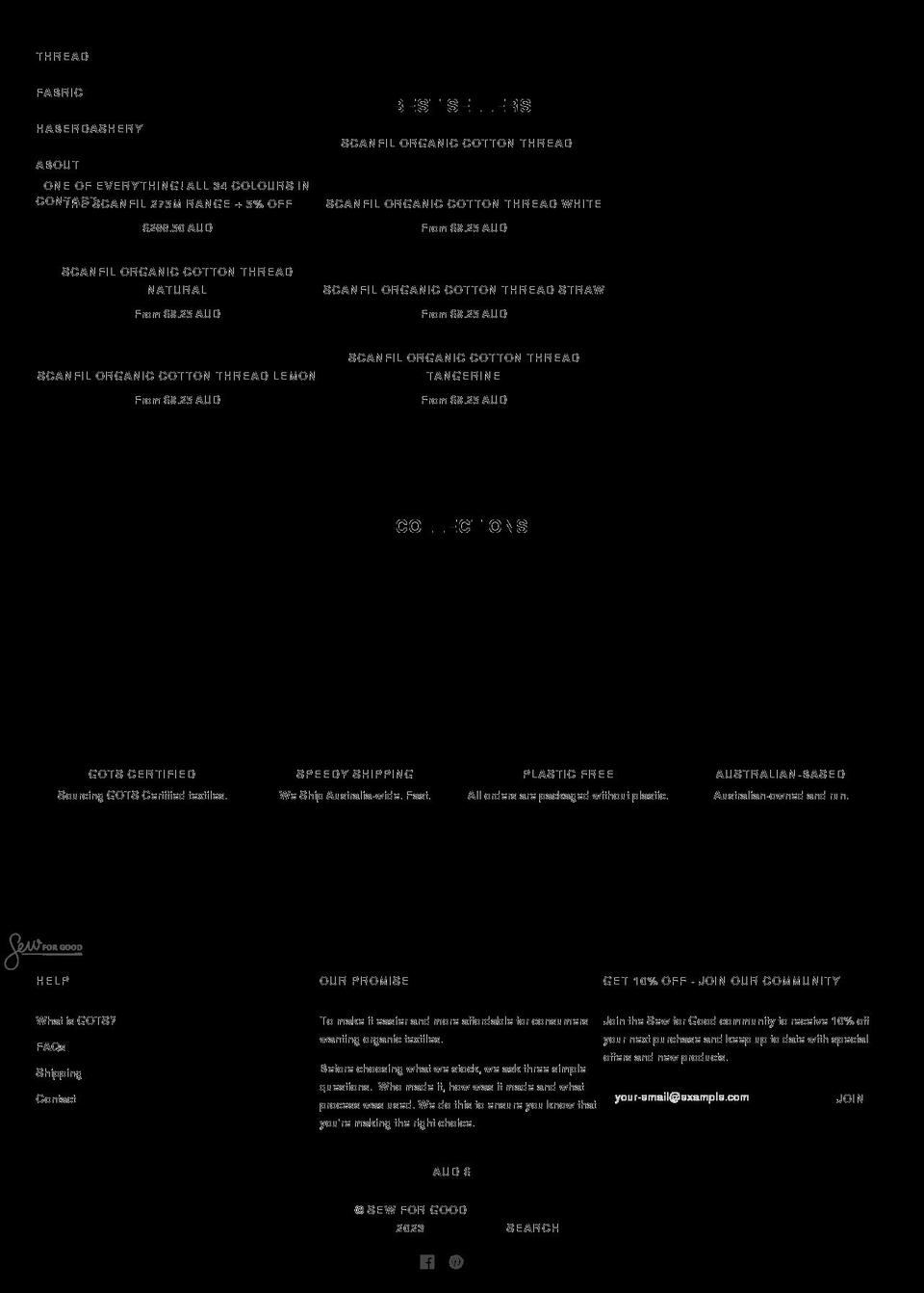 sewforgood.com.au shopify website screenshot