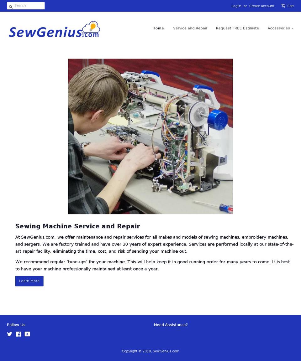 sewgenius.com — Shopify storefront screenshot