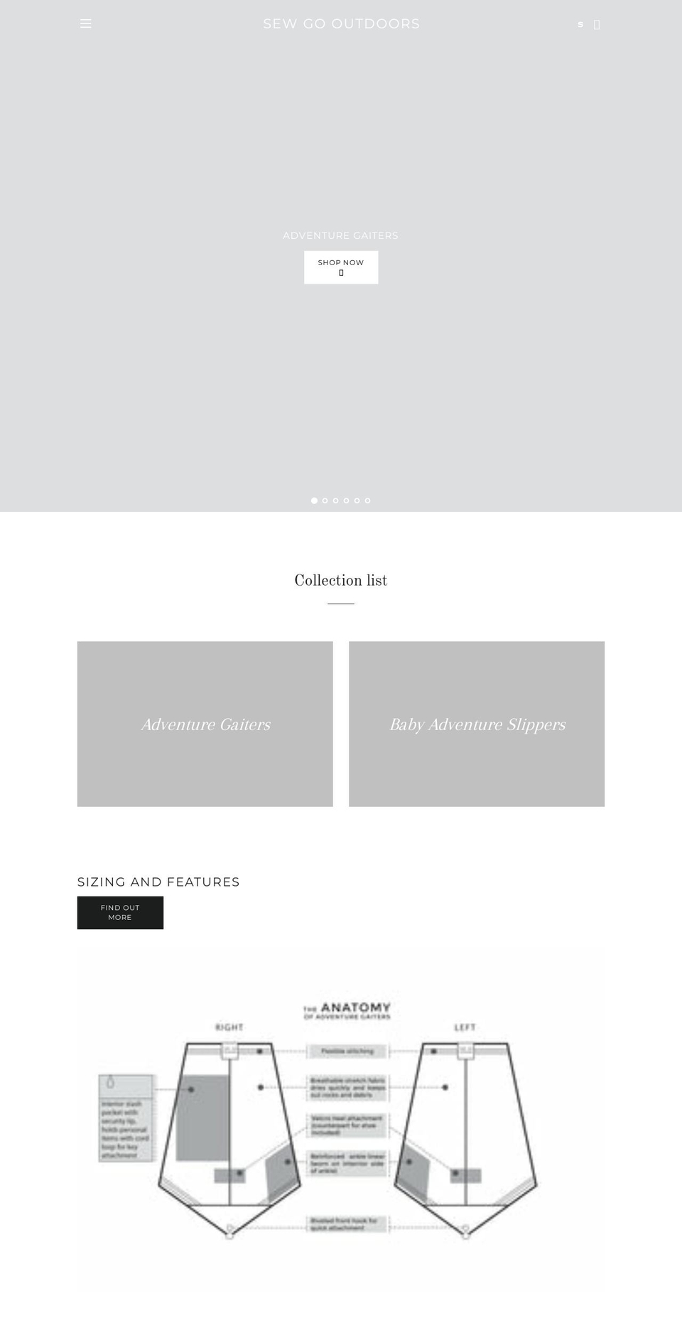 sewgooutdoors.com shopify website screenshot