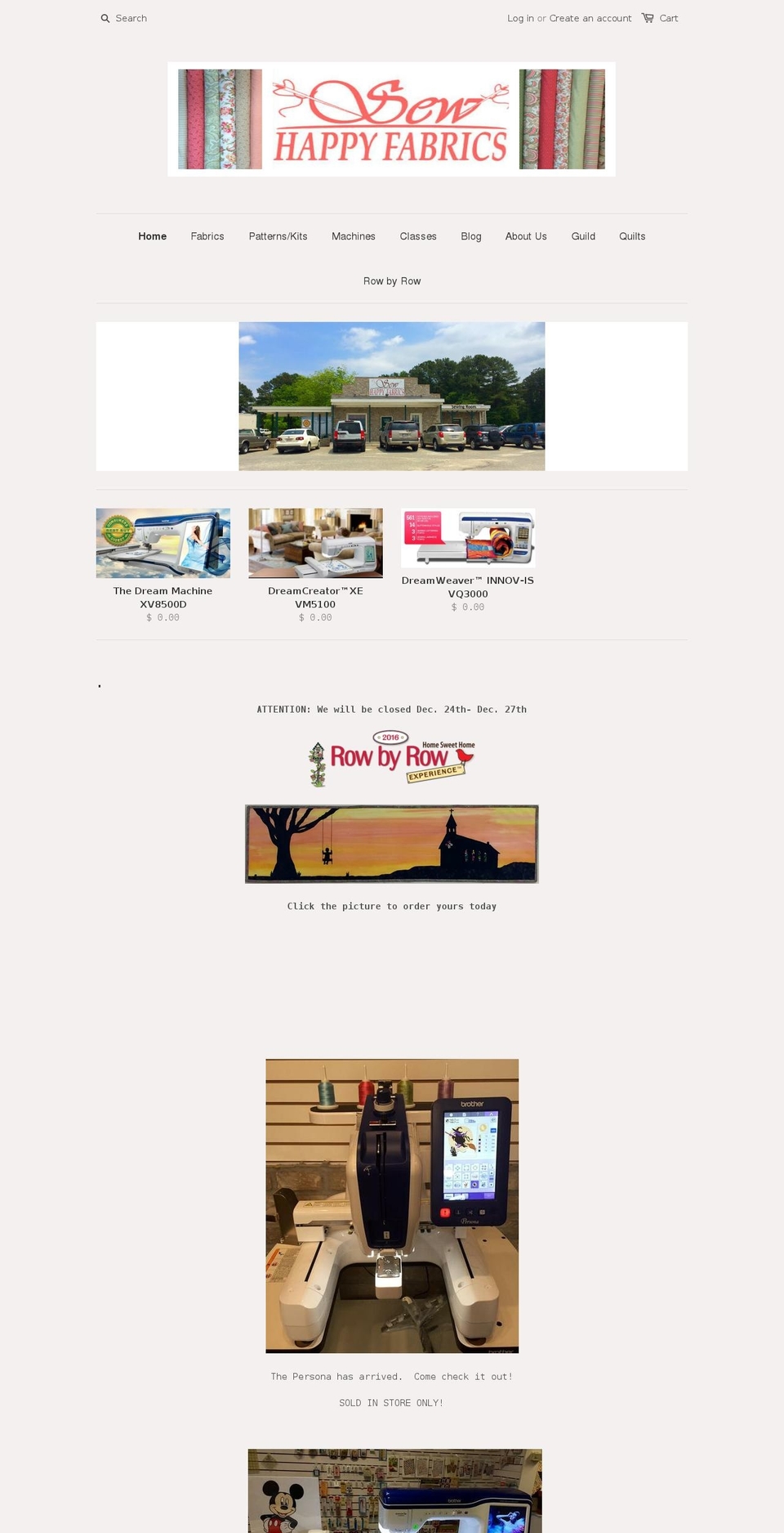sewhappyfabrics.com shopify website screenshot