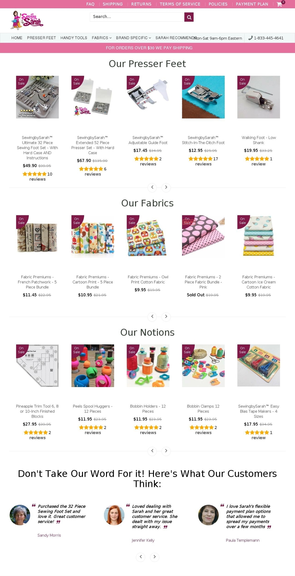 sewingbysarah.com shopify website screenshot