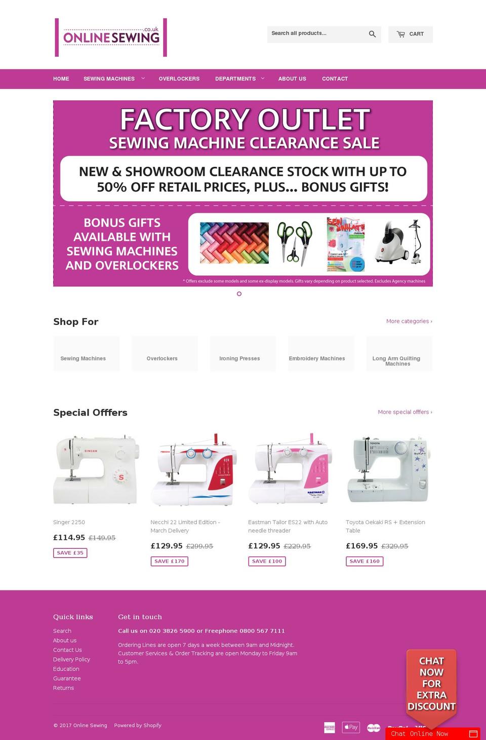 sewingmachinediscount.net shopify website screenshot