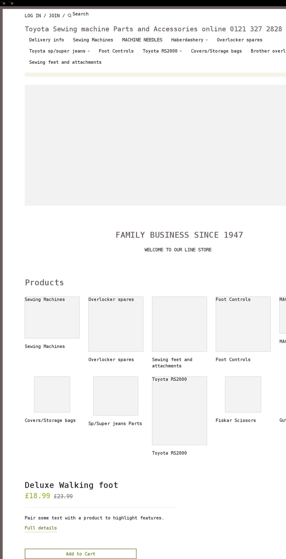 sewingstores.co.uk shopify website screenshot