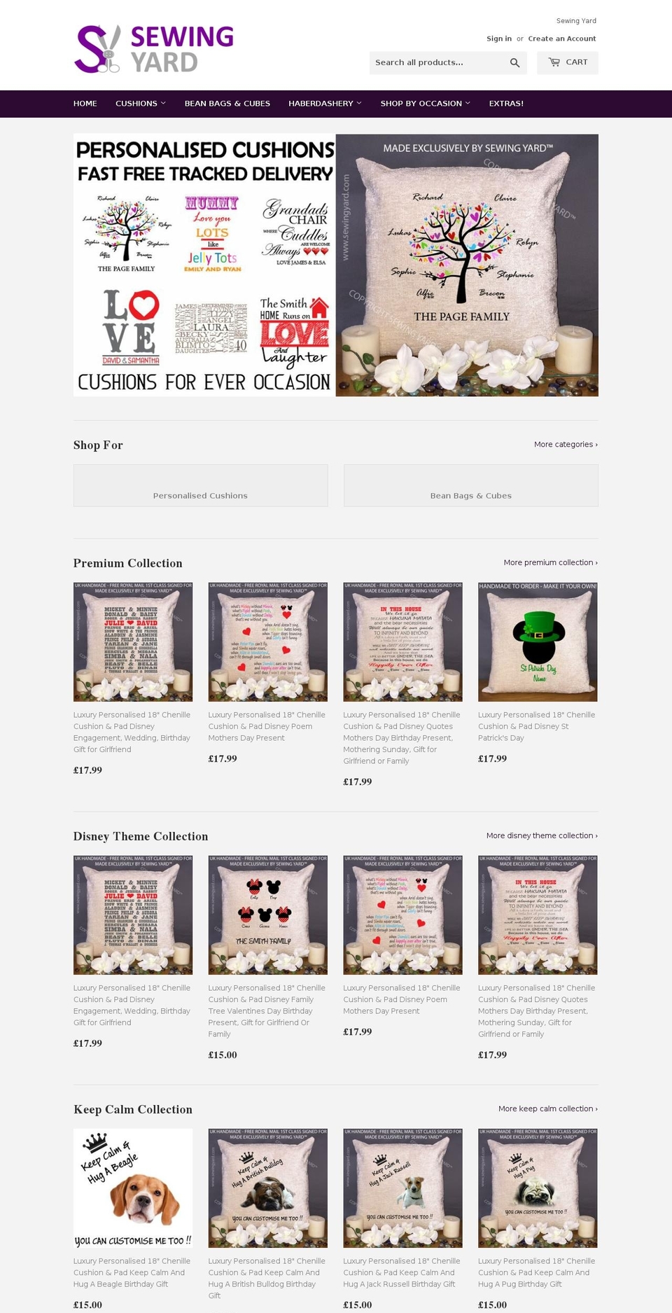 sewingyard.com shopify website screenshot