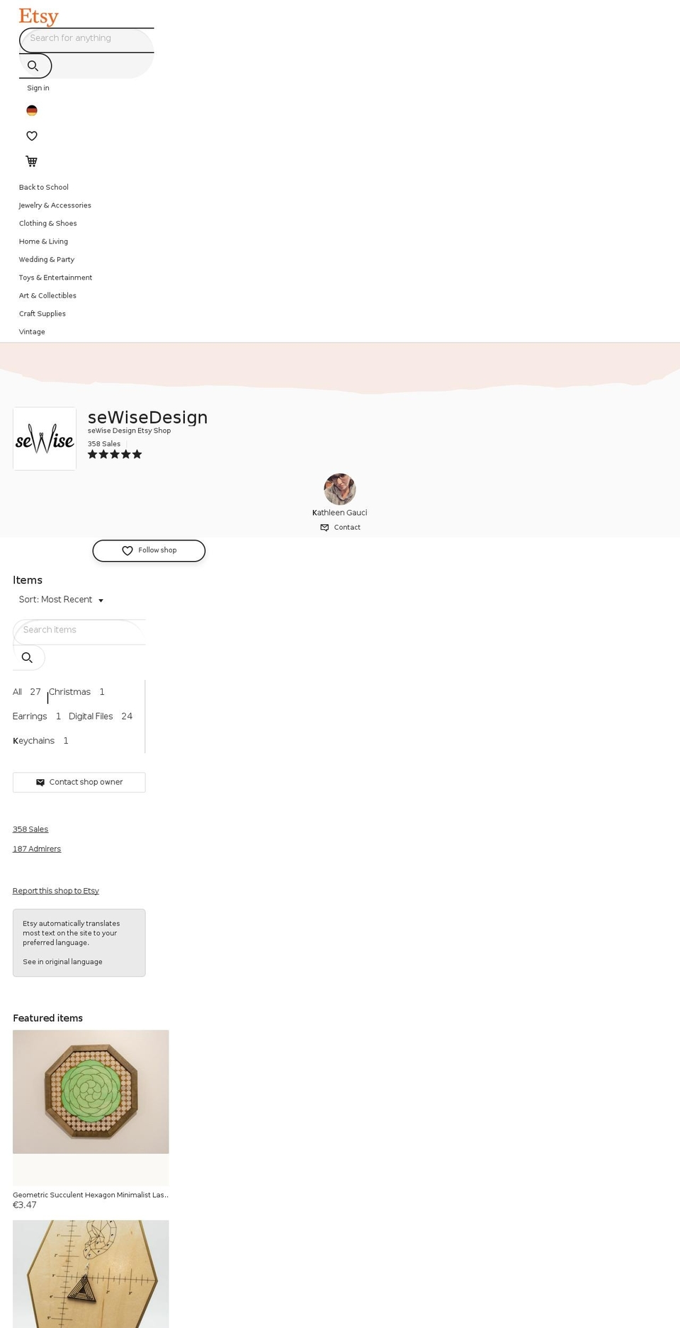 sewisefabrics.com — Shopify storefront screenshot