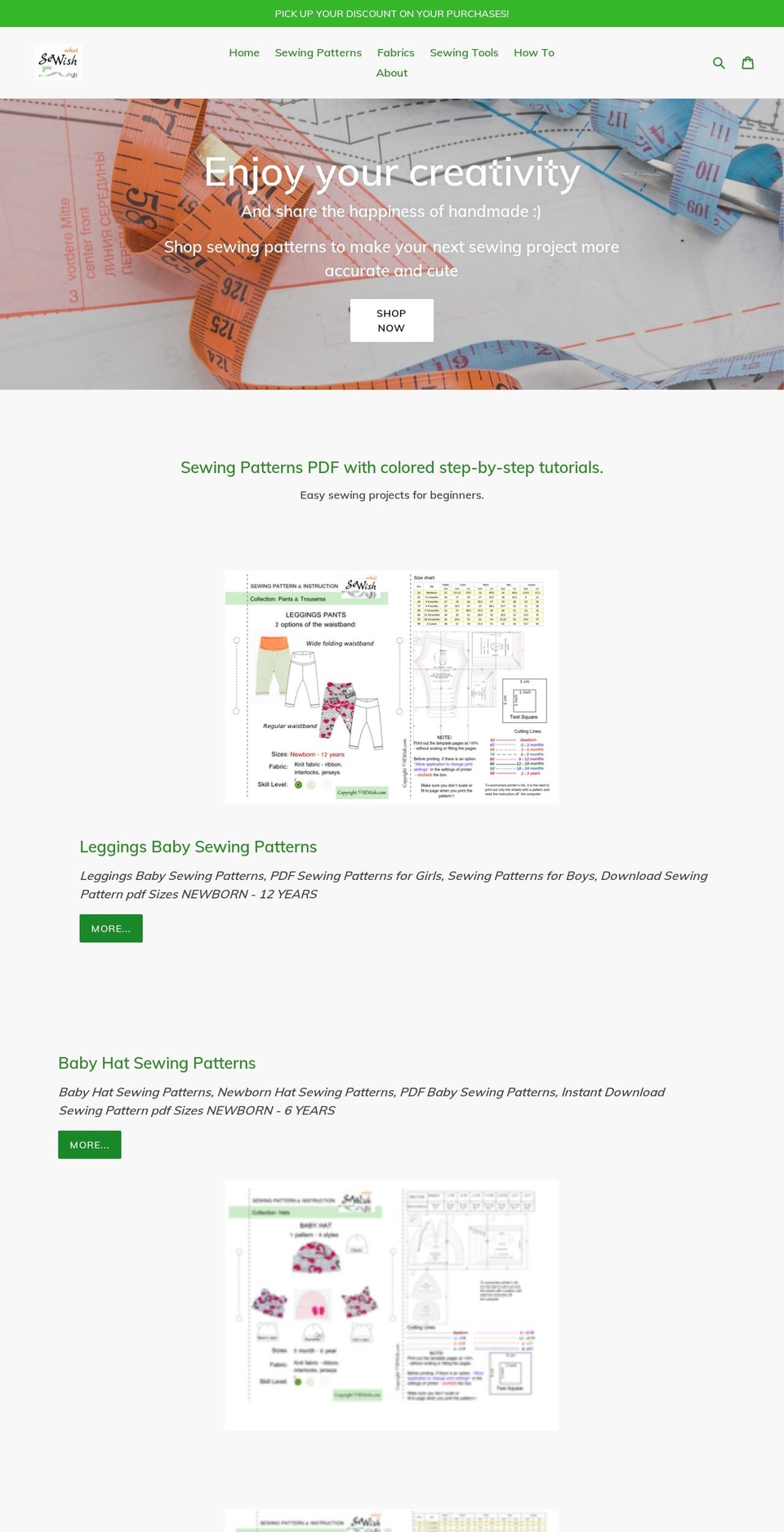 sewish.net shopify website screenshot
