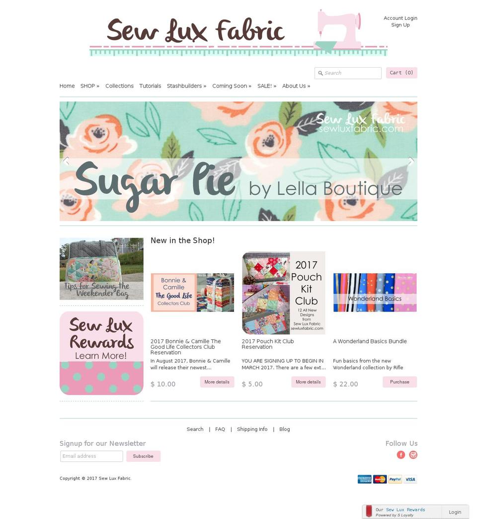 sewluxfabric.com shopify website screenshot