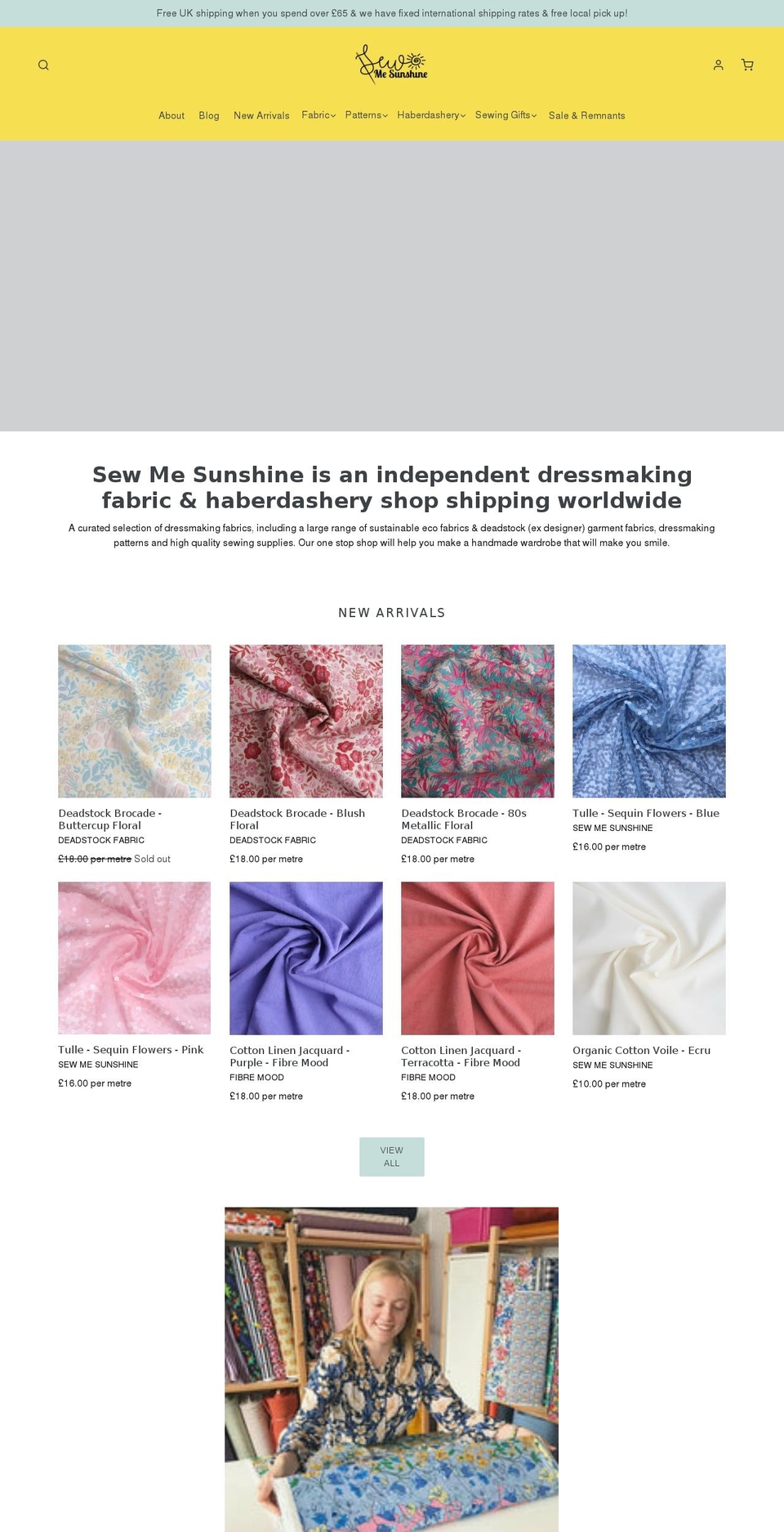 sewmesunshine.com — Shopify storefront screenshot