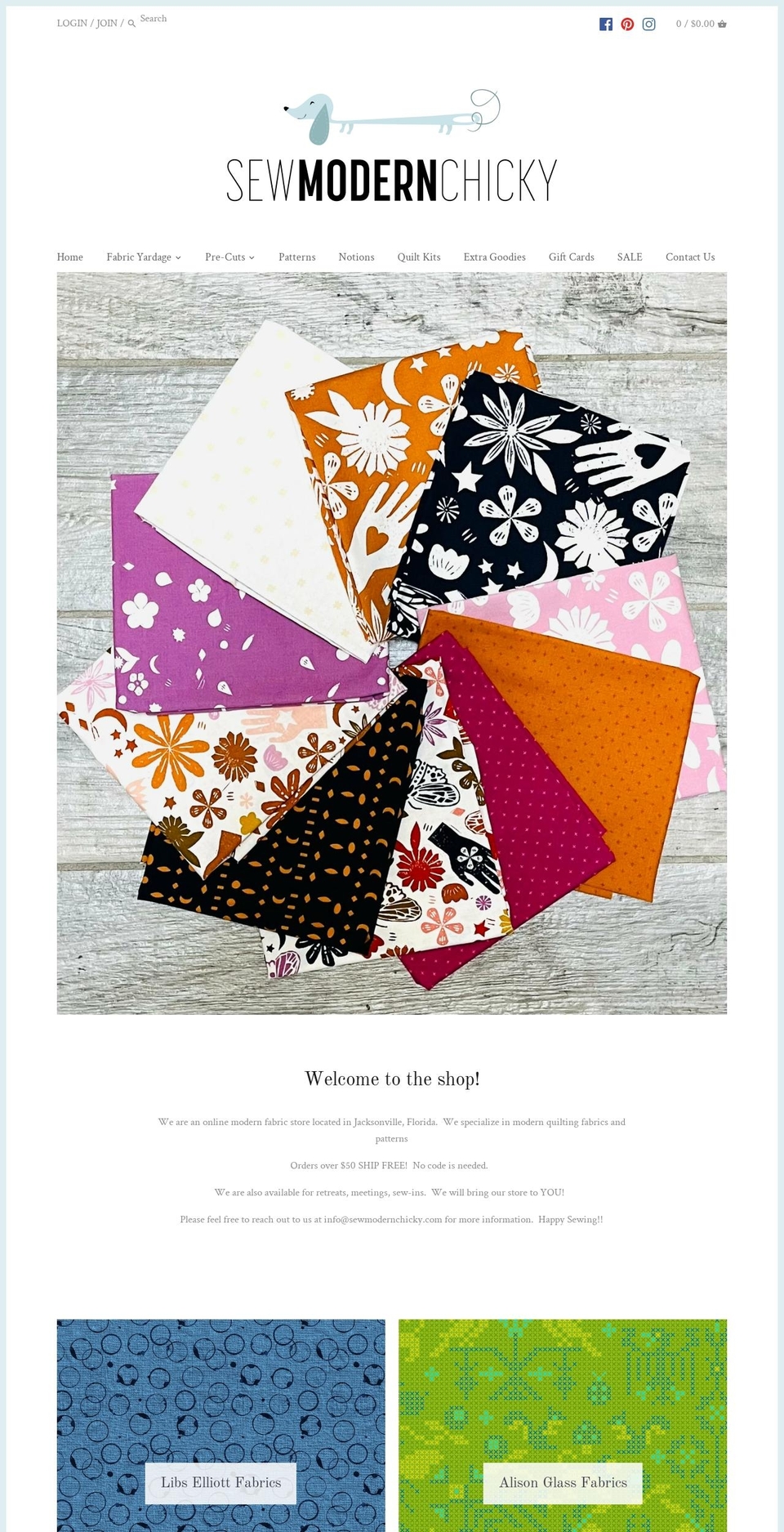 sewmodernchicky.com — Shopify storefront screenshot