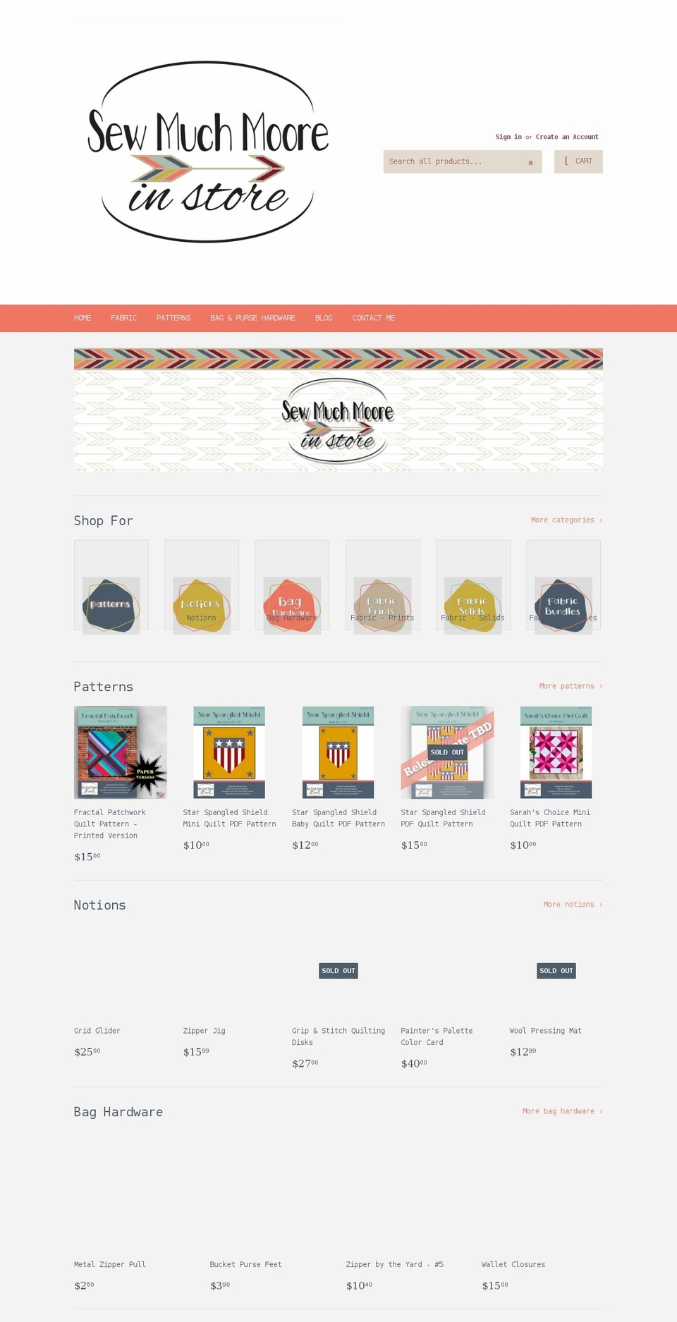 sewmuchmooreshop.com shopify website screenshot