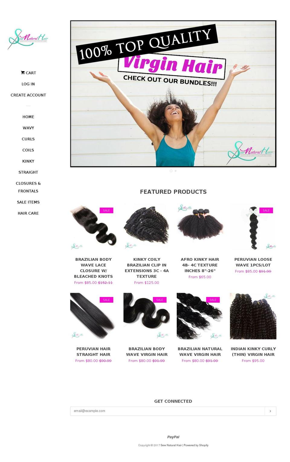 sewnaturalhair.com shopify website screenshot