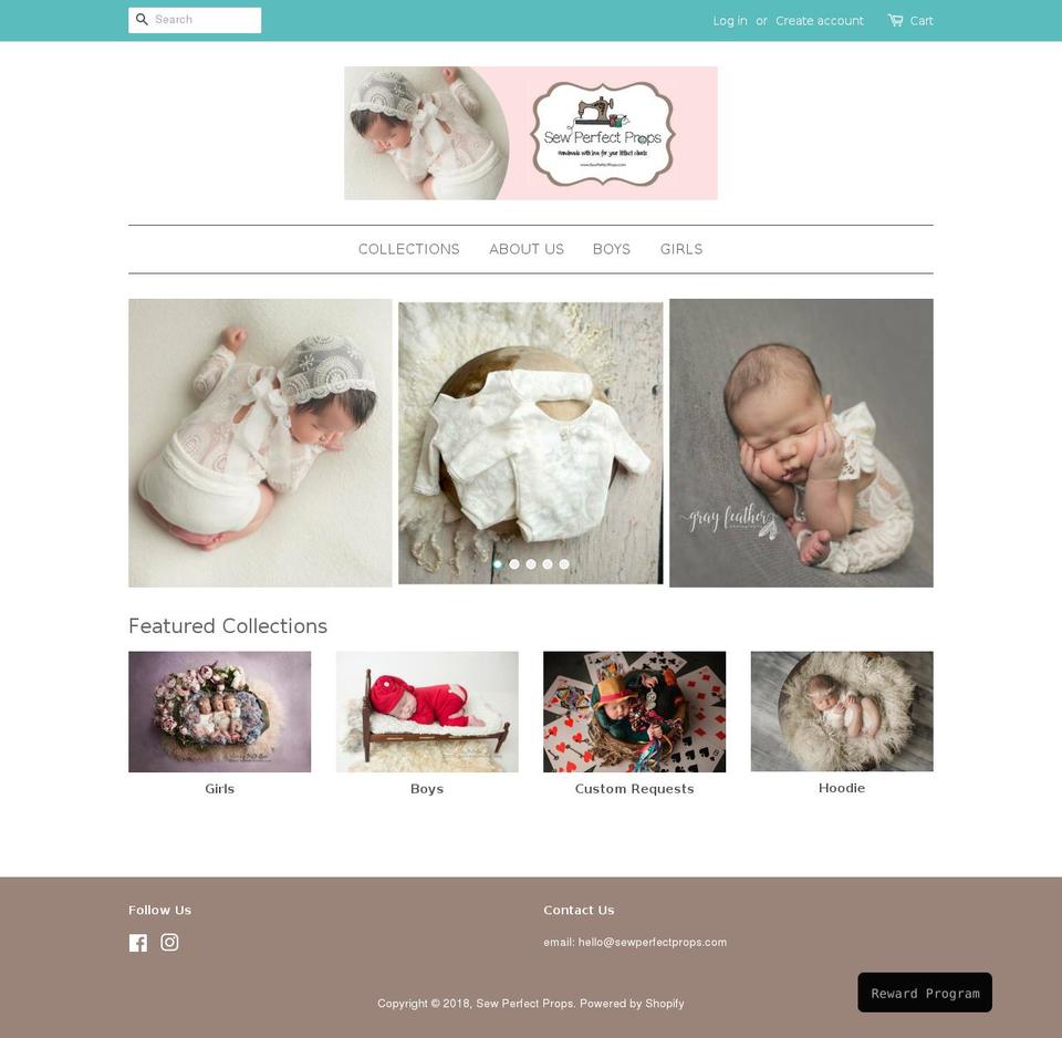 sewperfectprops.com shopify website screenshot