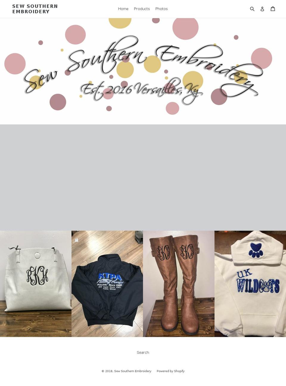 sewsouthernembroidery15.com shopify website screenshot