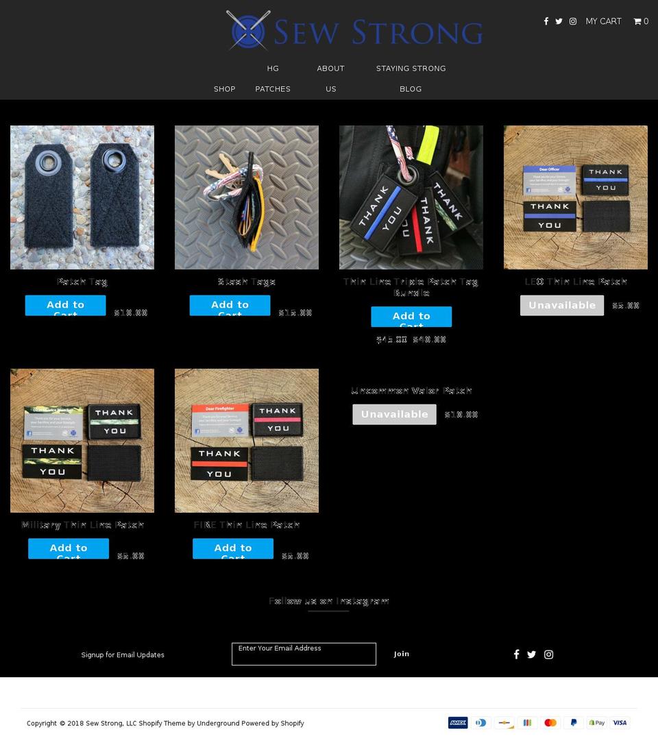 sewstrong.net shopify website screenshot