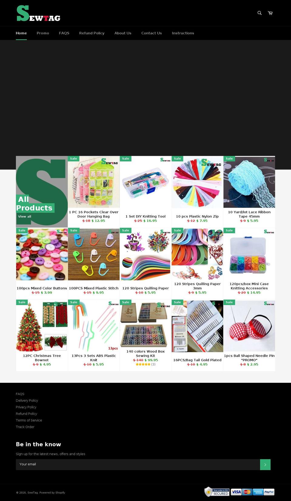 sewtag.com shopify website screenshot