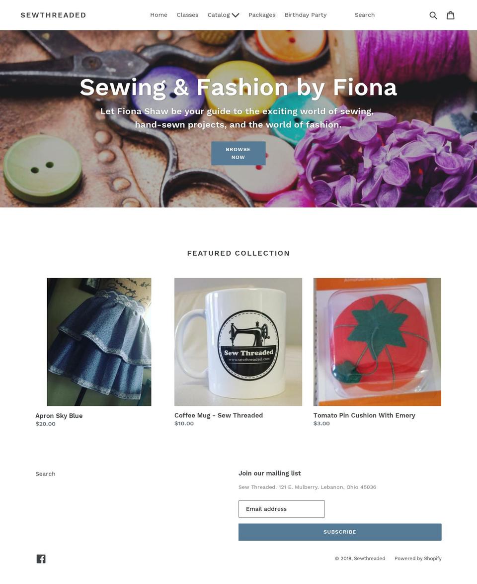 sewthreaded.com — Shopify storefront screenshot