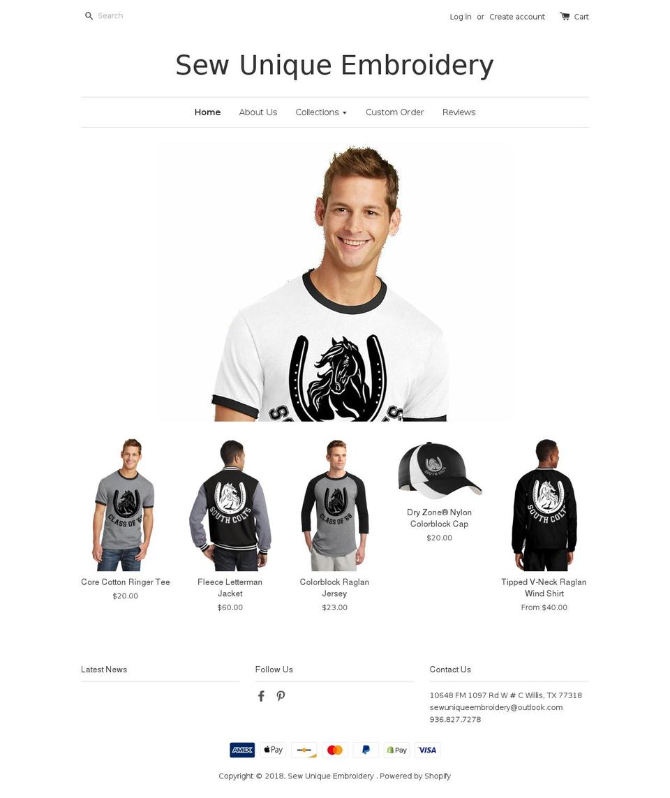 sewuniqueembroidery.net shopify website screenshot